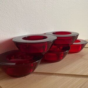 Crate&Barrel Red Glass Candle Holders